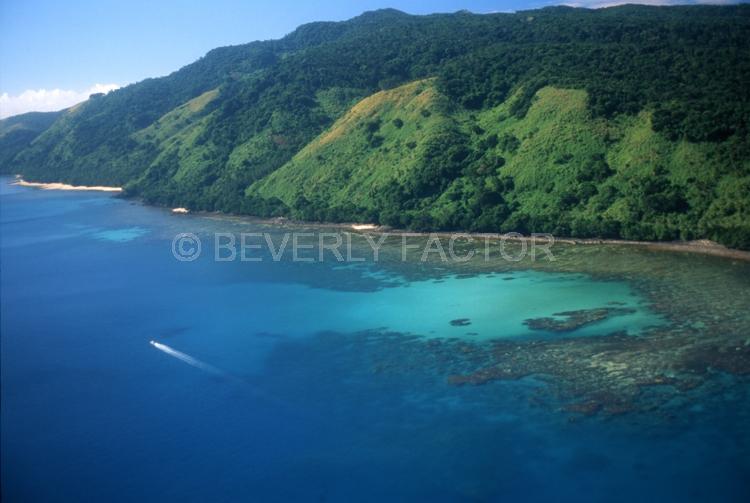 Island;fiji;mountians;blue water;ocean;green;sky;birds eye view